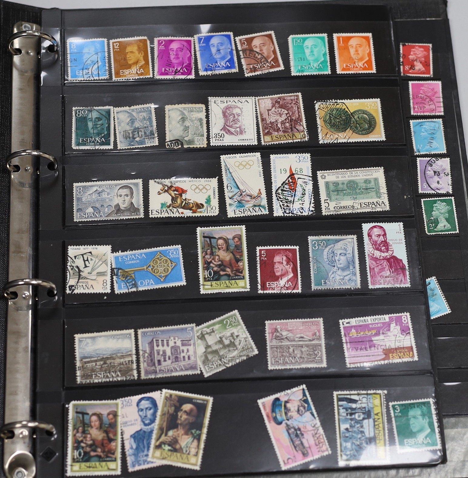 Four albums of World Stamps and a box of first day covers and mint unused stamps
